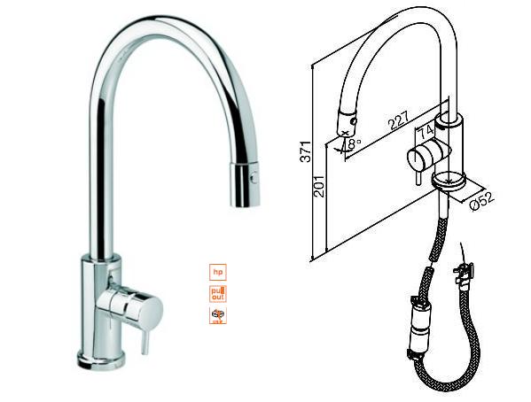 Damixa - Eris Pull Out Mono Kitchen Mixer - Chrome - TB270041 - SOLD-OUT!! 