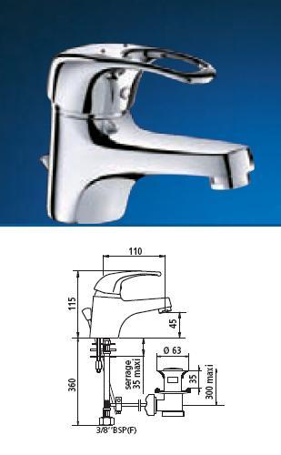 Single Lever Mixer, Spout H45, Sculptured Lever - DD 2220