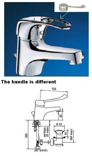 Single Lever Mixer, Spout H45, Long Lever - DD 2220L