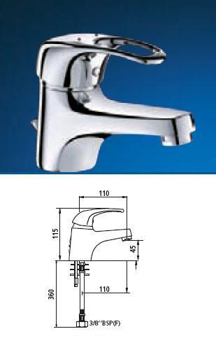 Single Lever Mixer, Spout H45, Sculptured Lever - DD 2221