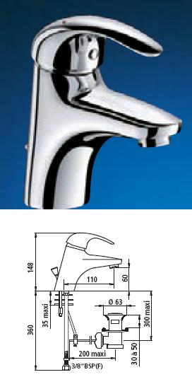 Single Lever Mixer, Spout H60, Complete Lever - DD 2420