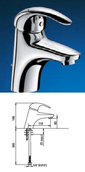 Single Lever Mixer, Spout H60, Complete Lever - DD 2421