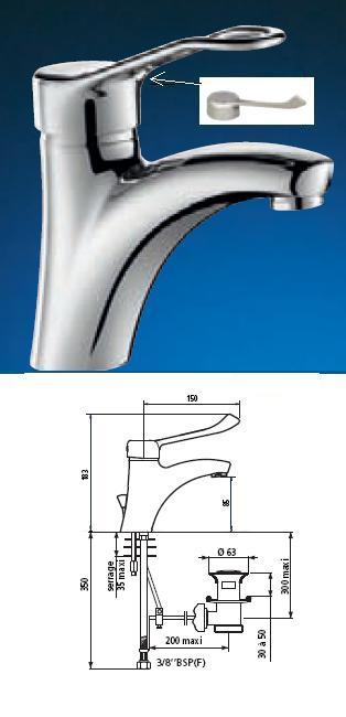 Single Lever Mixer, Spout H85, Long Lever - DD 2520L