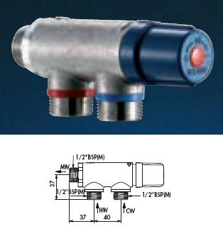 Premix 1/2" BSP(M) Thermostat For HW, Rough Cast Body - DD 733015