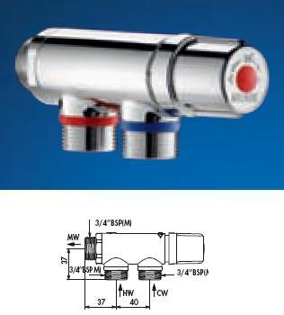 Premix 1/2" BSP(M) Thermostat For HW, Polished Chrome Finish - DD 733016