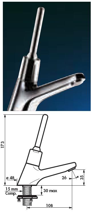 TEMPOSTOP Basin Tap, Lever 15mm Compression 15 (seconds) - DD 745450