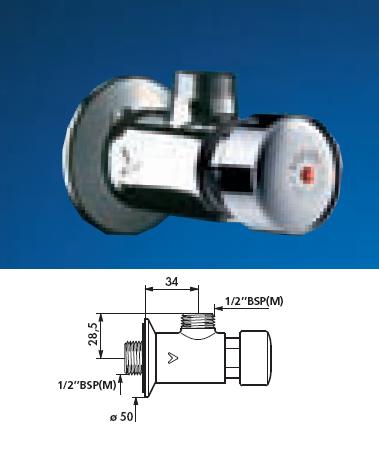 TEMPOSTOP Shower Valve Angled Type 1/2" BSP(M) 15 (seconds) - DD 748000