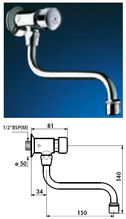 TEMPOSTOP Bib Tap Swivel Spout L 150 - DD 748150