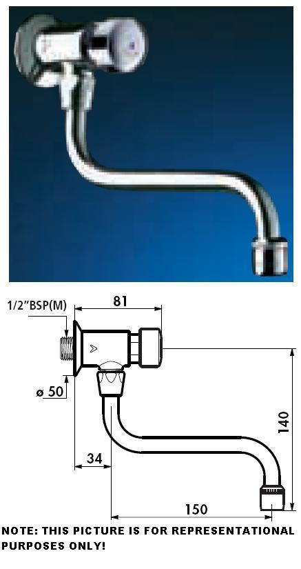 TEMPOSTOP Anti-Blocking (AB) Bib Tap Swivel Spout L 150 - DD 748151