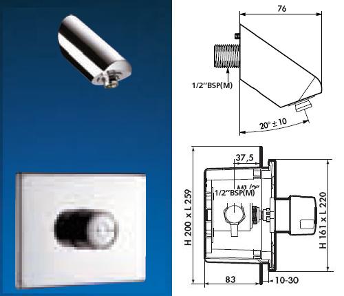 TEMPOSTOP Shower Valve Water Proof Recessed Box, TONIC-JET Shower Head - DD 749222