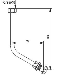 Urinal Neck Tube 1/2" BSP(F) For J.D., Angled - DD 754094