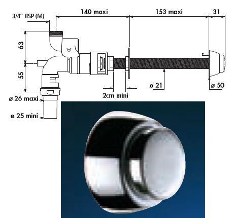 Tempoflux Flush Valve For Wall 150 mm - DD 761150