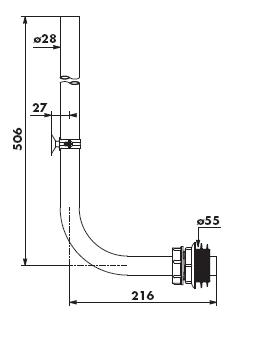 Chrome Plated Elbow Flush Tube Diameter (  ) 28/55, Complete - DD 766002