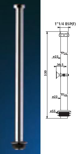 Chrome Plated Straight Flush Tube Diameter (  ) 32/55, Complete - DD 767005