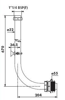 PVC Elbow Flush Tube Diameter (  ) 32/55, Complete - DD 769001