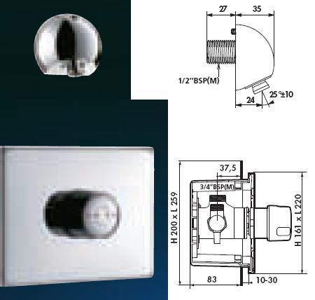 TEMPOMIX Concealed Shower Kit Plate 220x160, Round Head - DD 790229