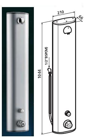 PREMIX Aluminium Shower Panel, Hidden Feed, ROUND Shower Head - DD 792310