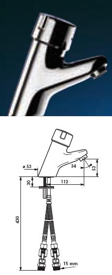 TEMPOMIX Basin Mixer + Stop Cock, 15mm Compression - DD 79500015