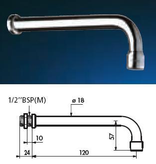 Fixed Spout L 120 For Panel 10mm Aerator - DD 941922