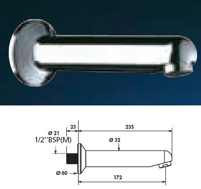 Fixed Wall Spout L 235 With Wall Plate - DD 947235