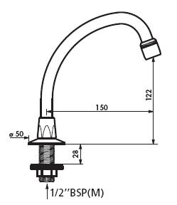 Swivel Wall Spout L 150 Flow-Restrictor 6 l/min. - DD 967152