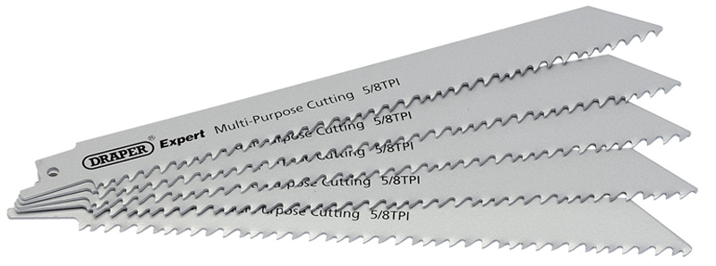 Expert 150mm 5/8TPI HSS Reciprocating Saw Blades For Multi Purpose Cutting - Pack Of 5 Blades - 02313 