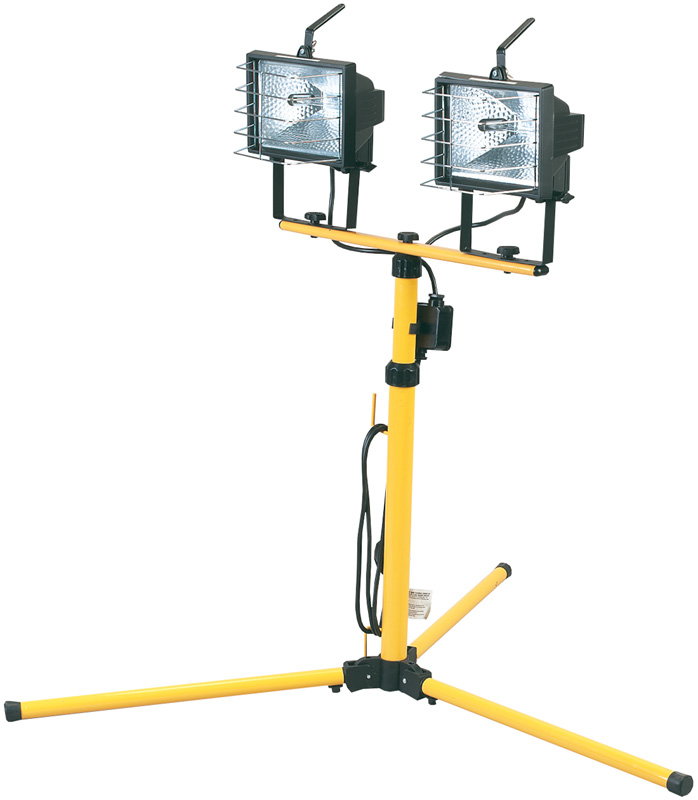 2 X 230V 400W Halogen Worklamps On Telescopic Stand - 03126 
