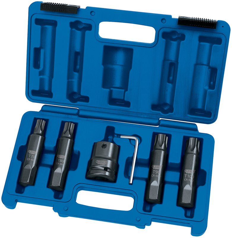 Expert 6 Piece 3/4" Square Drive Impact Socket And Draper TX-Star Bits Set - 04298 