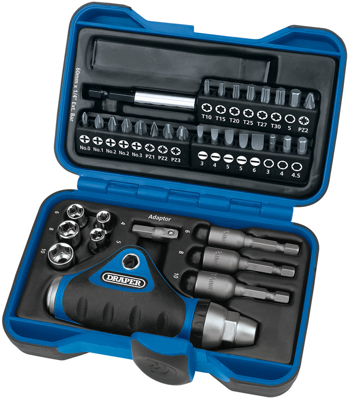 35 Piece Ratchet Screwdriver, Socket And Bit Set - 05586 