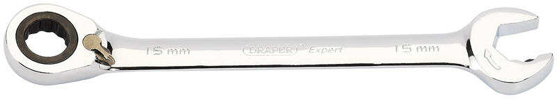Expert 15mm Draper Expert Hi-Torq® Metric Reversible Ratcheting Open ENd/Combination Spanne - 06846 