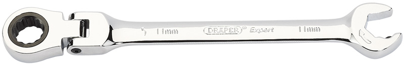 Expert 11mm Draper Expert Hi-Torq® Metric Flexible Head Double Ratcheting Combination Spann - 06855 