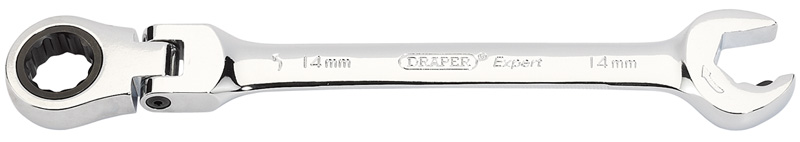 Expert 14mm Draper Expert Hi-Torq® Metric Flexible Head Double Ratcheting Combination Spann - 06859 