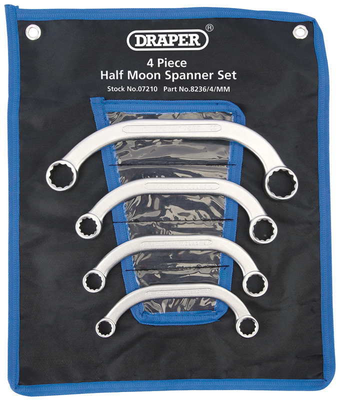 4 Piece Half Moon (Obstruction) Ring Spanner Set - 07210 