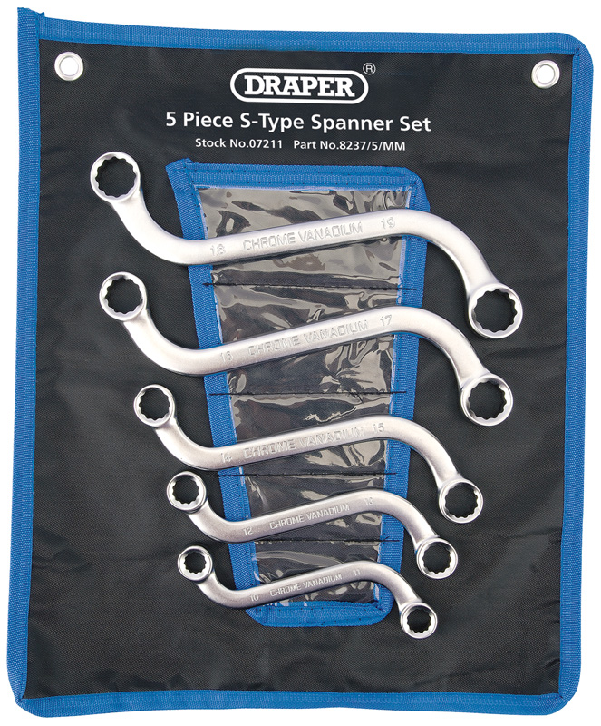 5 Piece S Type (Obstruction) Ring Spanner Set - 07211 