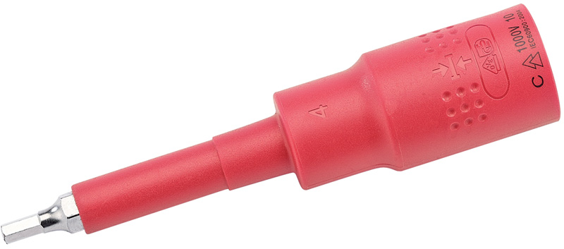 Expert 1/2" Square Drive VDE Approved Fully Insulated 4mm Metric Hexagonal Socket Bit - 07234 