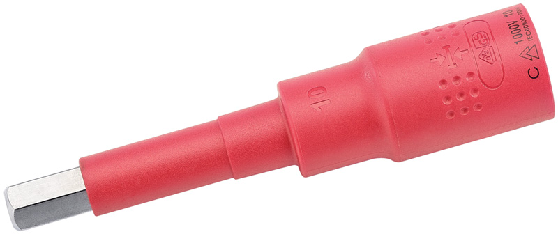 Expert 1/2" Square Drive VDE Approved Fully Insulated 10mm Metric Hexagonal Socket Bit - 07235 