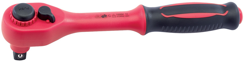 Expert 1/2" Square Drive VDE Approved Fully Insulated Soft Grip Reversible Ratchet - 07247 
