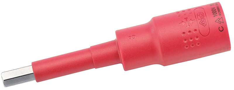 Expert 1/2" Square Drive VDE Approved Fully Insulated 8mm Metric Hexagonal Socket Bit - 07250 