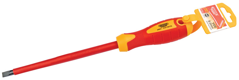 Expert 8mm X 200mm Fully Insulated Plain Slot Screwdriver. (Display Packed) - 07477 