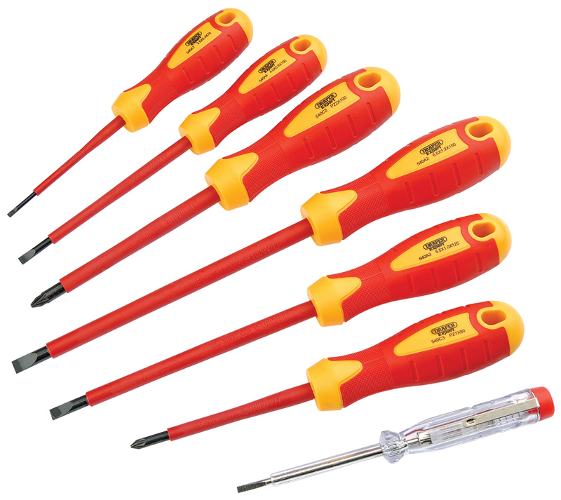 Expert 7 Piece Fully Insulated Screwdriver Set With Mains Tester - 07496 