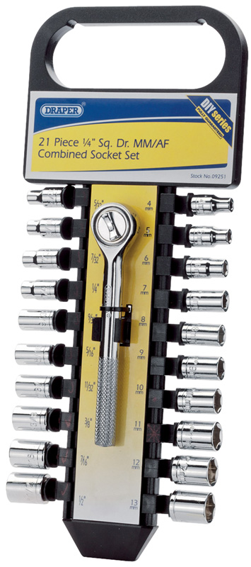 DIY Series 21 Piece 1/4" Square Drive MM/AF Combined Socket Set - 09251 