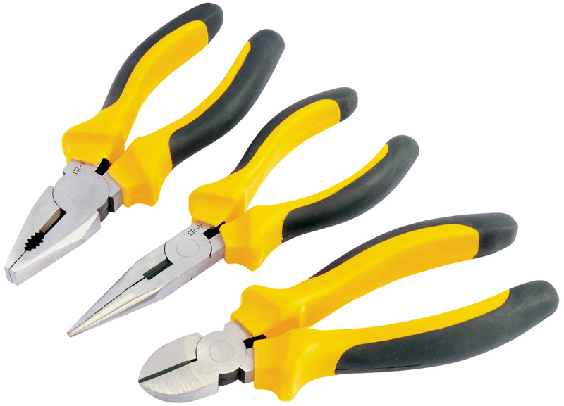 DIY Series 160mm 3 Piece Heavy Duty Soft Grip Pliers Set With Soft Grip Handles - 09405 