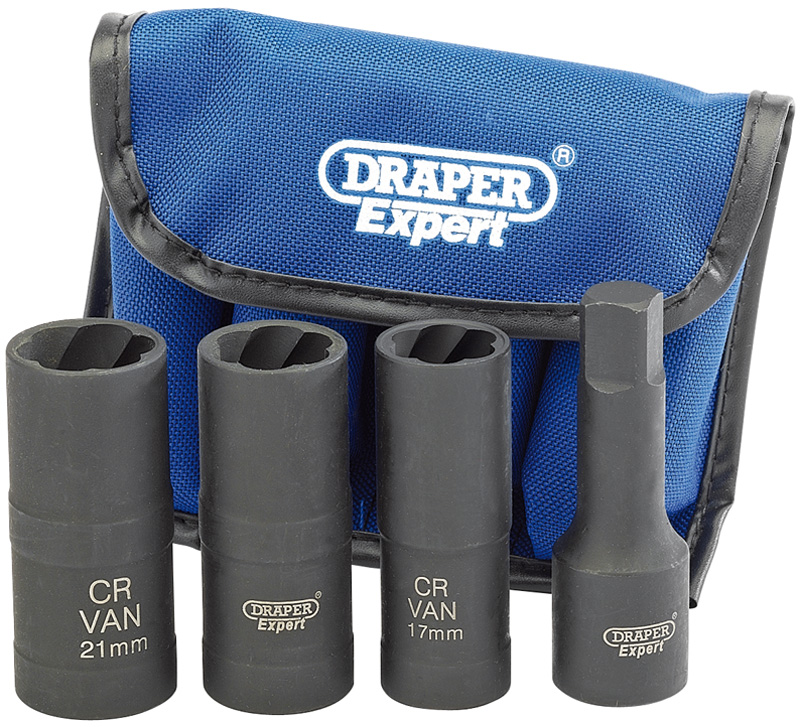 Expert 4 Piece 1/2" Square Drive Wheel Nut Double Impact Socket Kit - 09539 