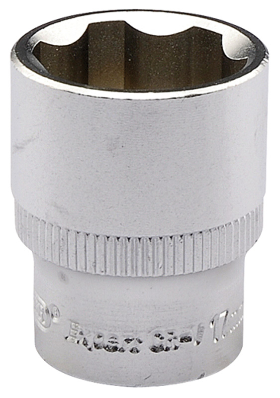 Expert 17mm 3/8" Square Drive Hi-Torq® Satin Chrome 6 Point Socket - 09841 