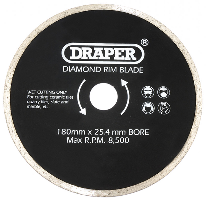180 X 25.4mm Continuous Rim Diamond Blade - Wet Cutting - 10350 - DISCONTINUED 