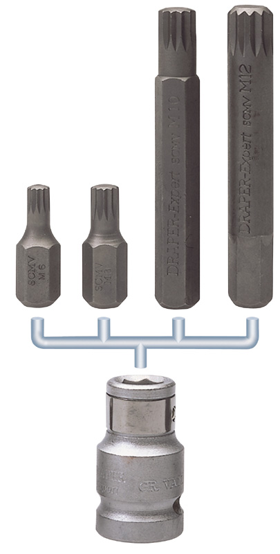 Expert 1/2" Square Drive 5 Piece XZN Bit Set - 12769 