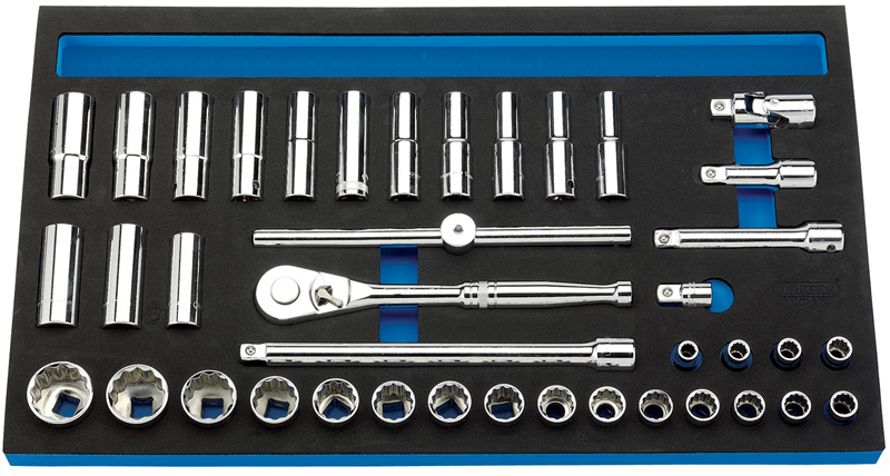 40 Piece 1/2" Square Drive Metric Socket Set In Eva Foam Insert Tray - 13537 - DISCONTINUED 