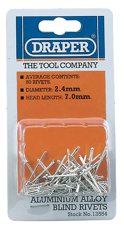 50 X 2.5mm X 7mm Blind Rivets - 13554 