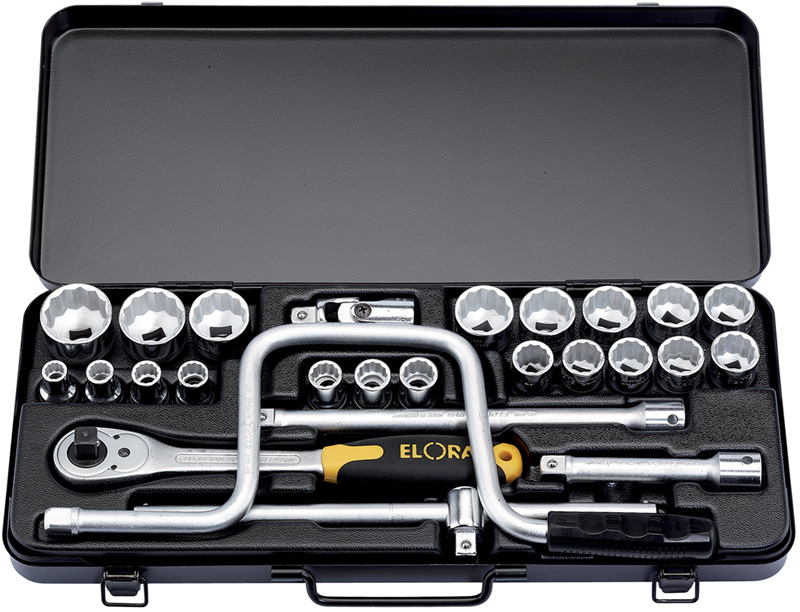 26 Piece 1/2" Square Drive Elora Metric Socket Set - 15350 