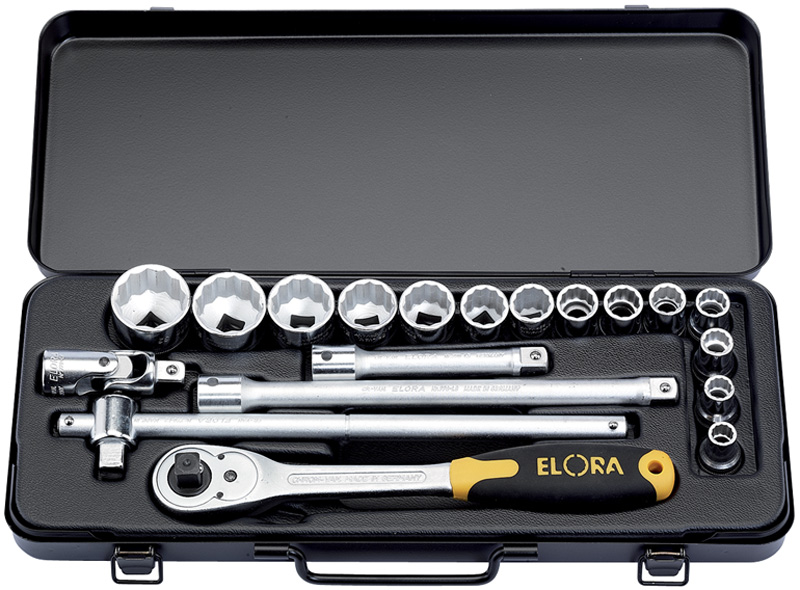 19 Piece 1/2" Square Drive Elora Metric Socket Set - 15356 